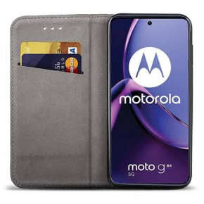 Кожен калъф тефтер и стойка Magnetic FLEXI Book Style за Motorola Moto G84 5G златист 