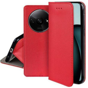 Кожен калъф тефтер и стойка Magnetic FLEXI Book Style за Xiaomi Redmi A3 23129RN51X червен 