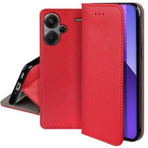 Кожен калъф тефтер и стойка Magnetic FLEXI Book Style за Xiaomi Redmi Note 13 Pro Plus 5G червен 