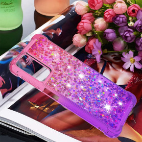 Луксозен силиконов гръб ТПУ FASHION с течност и лилав брокат за Samsung Galaxy A25 5G SM-A256E преливащ розов към лилав 