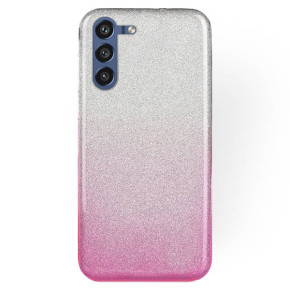 Луксозен силиконов гръб ТПУ с брокат за Samsung Galaxy A34 5G SM-A346B преливащ сребристо към розово 