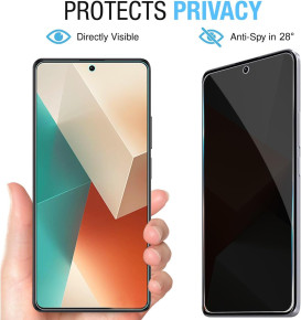 Скрийн протектор от закалено стъкло DIAMOND PRIVACY ANTI-SPY 3D FULL SCREEN Full Glue за Xiaomi Redmi Note 13 Pro 4G / Xiaomi Poco M6 Pro с черен кант 
