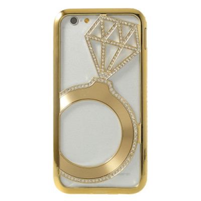 Добави още лукс Бъмпъри за телефони Луксозен алуминиев бъмпър - гръб с камъни диамант дизайн за Apple iPhone 6 Plus 5.5 / Apple iPhone 6s Plus 5.5 златист