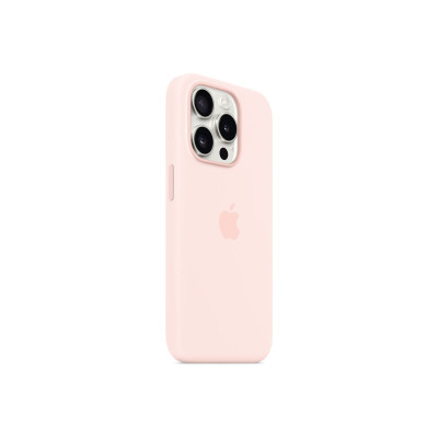   Луксозен силиконов гръб оригинален MT1U3ZM/A OFFICIAL Apple Silicone Case With MagSafe за Apple iPhone 15 Pro Max 6.7 розов/Light Pink