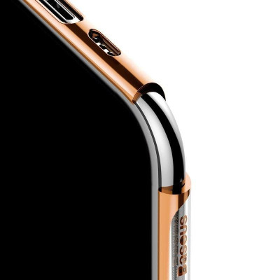 Твърди гърбове Твърди гърбове за Apple Iphone Луксозен твърд гръб ултра тънък оригинален BASEUS Glitter SERIES кристално прозрачен за Apple iPhone 11 Pro Max 6.5 златен кант