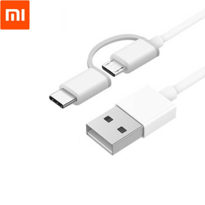 Добави още лукс USB кабели Оригинален Кабел Xiaomi Mi 2 in 1 SJX02ZM USB Type-C / Micro USB / 2.1A 1m бял