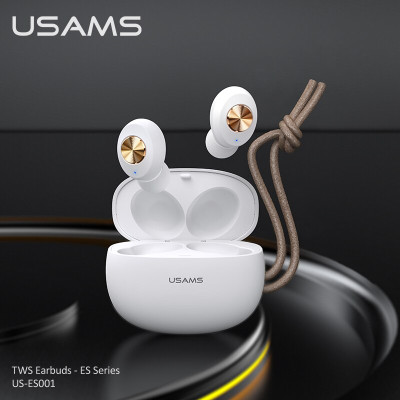   Стерео Bluetooth безжични слушалки със зареждащ кейс USAMS US-ES001 TWS Earbuds бял