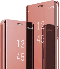 Калъф тефтер огледален CLEAR VIEW за Samsung Galaxy S22 5G SM-S901B златисто розов 