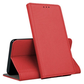 Кожен калъф тефтер и стойка Magnetic FLEXI Book Style за Apple iPhone 13 Pro червен