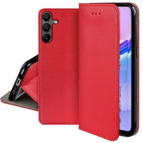 Кожен калъф тефтер и стойка Magnetic FLEXI Book Style за Samsung Galaxy A15 5G SM-A156B / Samsung Galaxy A15 4G SM-A155F червен 