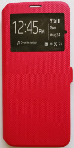 Кожен калъф тефтер стойка и клипс FLEXI S-View за Samsung Galaxy A32 4G A325F червен 