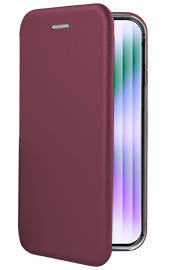 Луксозен кожен калъф тефтер ултра тънък Wallet FLEXI и стойка за Apple iPhone 14 Pro 6.1 бордо 