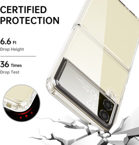 Луксозен ултра тънък Поли-Карбонов комплект предна и задна част със силиконова ТПУ рамка 360° Body Guard за Samsung Galaxy Z Flip 4 F721 кристално прозрачен 