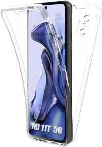 Луксозен ултра тънък Поли-Карбонов комплект предна и задна част със силиконова ТПУ рамка 360° Body Guard за Xiaomi 11T / Xiaomi 11T Pro кристално прозрачен 