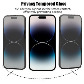 Скрийн протектор от закалено стъкло DIAMOND PRIVACY ANTI-SPY 3D FULL SCREEN Full Glue за Apple iPhone 15 Pro Max 6.7 с черен кант 