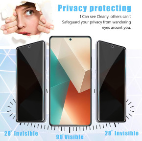Скрийн протектор от закалено стъкло DIAMOND PRIVACY ANTI-SPY 3D FULL SCREEN Full Glue за Xiaomi Redmi Note 13 Pro 5G / Xiaomi Poco X6 5G с черен кант 