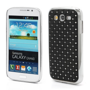 Луксозен твърд предпазен гръб за Samsung Galaxy Grand Duos i9082 / Grand Neo i9060 / Grand Neo Plus черен с камъни