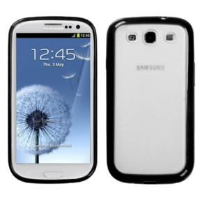 Твърд гръб за Samsung Galaxy Core I8260 / Core Duos I8262 прозрачен с черен силиконов кант