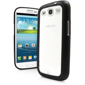 Твърд гръб за Samsung Galaxy S3 i9300 / S3 Neo I9301 прозрачен с черен силиконов кант