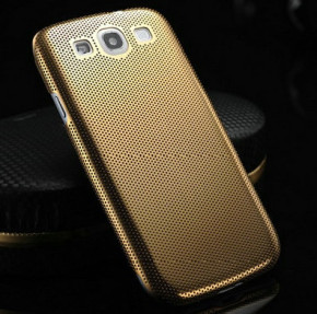 Луксозен алуминиев гръб ултра тънък PERFO за Samsung Galaxy S3 I9300 / S3 NEO i9301 златист