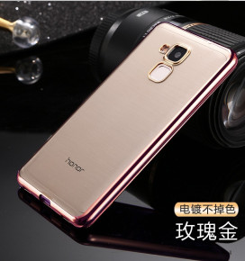 Луксозен силиконов гръб ТПУ прозрачен Fashion за Huawei Honor 7 lite NEM-L21 / Huawei Honor 5c златисто розов кант