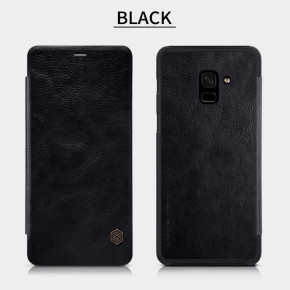 Луксозен кожен калъф тефтер от естествена кожа Nillkin оригинален за Samsung Galaxy A8 2018 SM-A530F черен