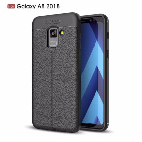 Луксозен силиконов гръб ТПУ кожа дизайн за Samsung Galaxy A8 2018 SM-A530F черен