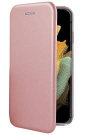 Луксозен кожен калъф тефтер ултра тънък Wallet FLEXI и стойка за Samsung Galaxy S21 Ultra 5G SM-G998B златисто розов 