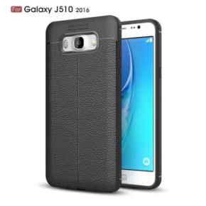 Луксозен силиконов гръб ТПУ кожа дизайн за Samsung Galaxy J5 2016 J510F черен