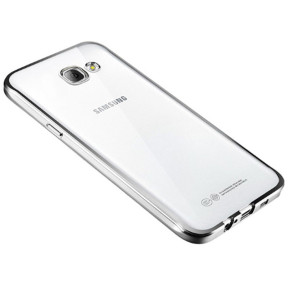 Луксозен силиконов гръб ТПУ прозрачен Fashion за Samsung Galaxy A3 2017 A320F сив графит кант
