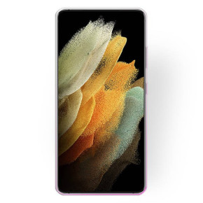 Луксозен силиконов гръб ТПУ с брокат за Samsung Galaxy S21 Ultra 5G SM-G998B преливащ сребристо към розово 