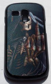 Луксозен твърд гръб с 3D ефект за Samsung Galaxy S3 mini i8190 скелет с пръст