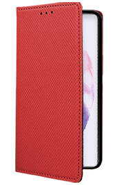  Кожен калъф тефтер и стойка Magnetic FLEXI Book Style за Samsung Galaxy S22 5G SM-S901B червен 