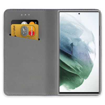   Кожен калъф тефтер и стойка Magnetic FLEXI Book Style за Samsung Galaxy S22 Ultra 5G S908B златист 