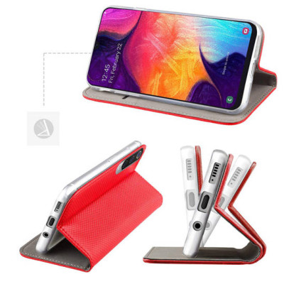   Кожен калъф тефтер и стойка Magnetic FLEXI Book Style за Xiaomi Redmi 12 4G 23053RN02A червен 
