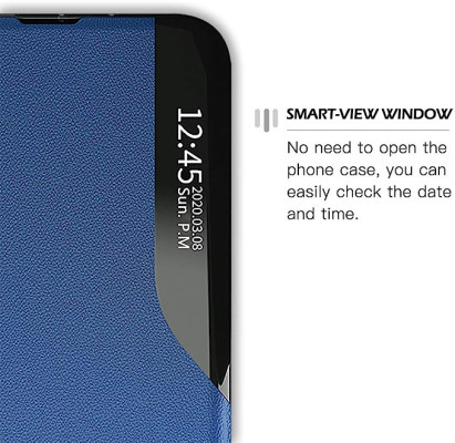   Луксозен кожен калъф тефтер ултра тънък SMART и стойка за Samsung Galaxy S20 FE G780F тъмно син 