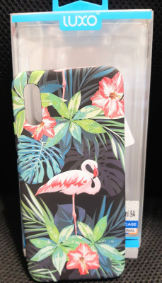   Луксозен силиконов гръб ТПУ LUXO PHOSPHORESCENT CASE за Xiaomi Redmi 9A / Xiaomi Redmi 9AT зелени цветя и фламинго 