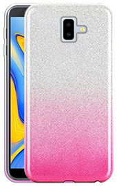Силиконови гърбове Силиконови гърбове за Samsung Луксозен силиконов гръб ТПУ с брокат за Samsung Galaxy J6 Plus 2018 J610F преливащ сребристо към розово 