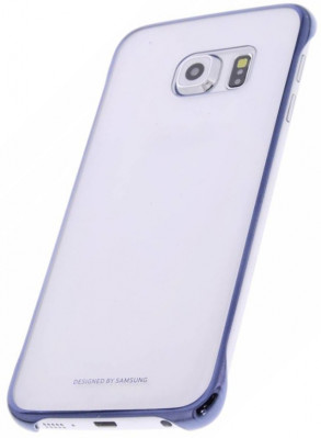 Твърди гърбове Твърди гърбове за Samsung Луксозен твърд гръб ултра тънък кристално прозрачен оригинален EF-QG925 за Samsung Galaxy S6 EDGE G925 тъмно син кант