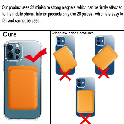   Кожен калъф портмоне WALLET COVER  MagSafe / за карти /за Apple iPhone 12 / за Apple iPhone 13 /за Apple iPhone 14 черен