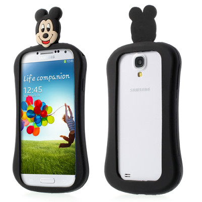 Добави още лукс Бъмпъри за телефони Силиконов Бъмпър 3D Mickey Mouse за Samsung Galaxy S4 I9500 / S4 I9505 / S4 Value Edition I9515 черен