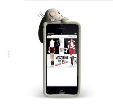 Силиконови гърбове Силиконови гърбове за Apple Iphone Силиконов гръб ТПУ 3D зайче Мошчино за Apple iPhone 4 / Apple iPhone 4s сив