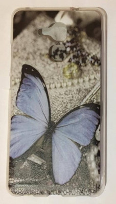 Силиконови гърбове Силиконови гърбове за Huawei Силиконов гръб ТПУ за Huawei Honor 7 lite NEM-L21 / Huawei Honor 5c сив със сини пеперуди