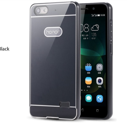 Добави още лукс Бъмпъри за телефони Луксозен алуминиев бъмпър с твърд гръб за Huawei Honor 4C CHM-U01 черен