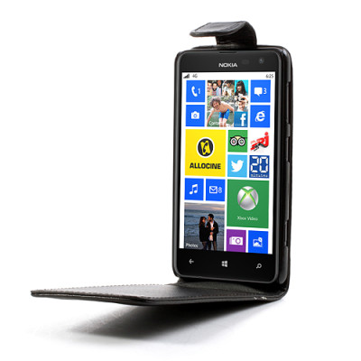 Кожени калъфи Кожени калъфи за Nokia Кожен калъф FLIP с голям клипс за Nokia Lumia 625  черен
