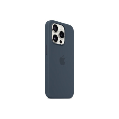   Луксозен силиконов гръб оригинален MT1D3ZM/A OFFICIAL Apple Silicone Case With MagSafe за Apple iPhone 15 Pro 6.1 тъмно син/Storm Blue