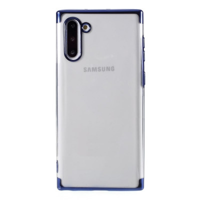 Силиконови гърбове Силиконови гърбове за Samsung Луксозен силиконов гръб ТПУ кристално прозрачен за Samsung Galaxy Note 10 N970F син сапфир кант
