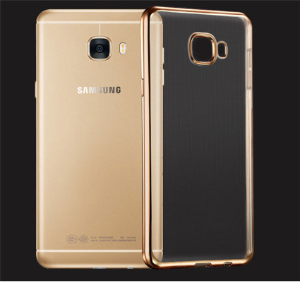 Силиконови гърбове Силиконови гърбове за Samsung Луксозен силиконов гръб ТПУ прозрачен Fashion за Samsung Galaxy A3 2016 A310F златист кант