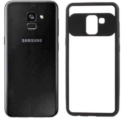 Твърди гърбове Твърди гърбове за Samsung Луксозен твърд гръб Hybrid Joy за Samsung Galaxy A8 2018 SM-A530F прозрачен с черен силиконов кант